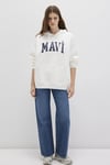Pamuklu Şardonlu Oversize Fit Kapüşonlu Kadın Sweat 1600361-81964 KIRIK BEYAZ
