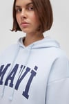 Pamuklu Şardonlu Oversize Fit Kapüşonlu Kadın Sweat 1600361-70717 AÇIK MAVİ