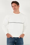 Pamuklu Şerit Detaylı Relaxed Fit Bisiklet Yaka Erkek Sweat 5901227 EKRU