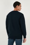 Pamuklu Şerit Detaylı Relaxed Fit Bisiklet Yaka Erkek Sweat 5901227 LACİVERT