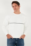 Pamuklu Şerit Detaylı Relaxed Fit Bisiklet Yaka Erkek Sweat 5901227 EKRU
