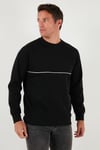 Pamuklu Şerit Detaylı Relaxed Fit Bisiklet Yaka Erkek Sweat 5901227 SİYAH