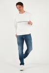 Pamuklu Şerit Detaylı Relaxed Fit Bisiklet Yaka Erkek Sweat 5901227 EKRU