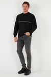 Pamuklu Şerit Detaylı Relaxed Fit Bisiklet Yaka Erkek Sweat 5901227 SİYAH