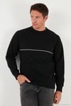 Pamuklu Şerit Detaylı Relaxed Fit Bisiklet Yaka Erkek Sweat 5901227 SİYAH