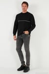 Pamuklu Şerit Detaylı Relaxed Fit Bisiklet Yaka Erkek Sweat 5901227 SİYAH