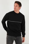 Pamuklu Şerit Detaylı Relaxed Fit Bisiklet Yaka Erkek Sweat 5901227 SİYAH