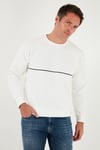 Pamuklu Şerit Detaylı Relaxed Fit Bisiklet Yaka Erkek Sweat 5901227 EKRU