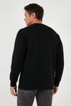 Pamuklu Şerit Detaylı Relaxed Fit Bisiklet Yaka Erkek Sweat 5901227 SİYAH