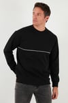 Pamuklu Şerit Detaylı Relaxed Fit Bisiklet Yaka Erkek Sweat 5901227 SİYAH
