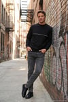 Pamuklu Şerit Detaylı Relaxed Fit Bisiklet Yaka Erkek Sweat 5901227 SİYAH