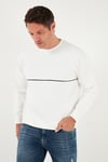 Pamuklu Şerit Detaylı Relaxed Fit Bisiklet Yaka Erkek Sweat 5901227 EKRU