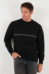 Pamuklu Şerit Detaylı Relaxed Fit Bisiklet Yaka Erkek Sweat 5901227 SİYAH