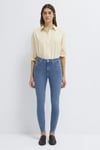 Pamuklu Skinny Fit Yüksek Bel Dar Paça Jeans Kadın Kot Pantolon 100980-A1549 MAVİ