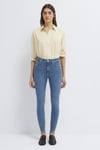 Pamuklu Skinny Fit Yüksek Bel Dar Paça Jeans Kadın Kot Pantolon 100980-A1549 MAVİ