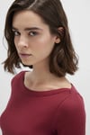 Pamuklu Slim Fit Asimetrik Yaka Kadın Sweat 1613622-70430 BORDO