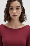 Pamuklu Slim Fit Asimetrik Yaka Kadın Sweat 1613622-70430 BORDO