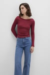 Pamuklu Slim Fit Asimetrik Yaka Kadın Sweat 1613622-70430 BORDO