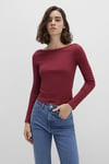 Pamuklu Slim Fit Asimetrik Yaka Kadın Sweat 1613622-70430 BORDO