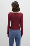 Pamuklu Slim Fit Asimetrik Yaka Kadın Sweat 1613622-70430 BORDO