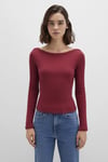 Pamuklu Slim Fit Asimetrik Yaka Kadın Sweat 1613622-70430 BORDO