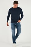Pamuklu Slim Fit Bisiklet Yaka Basic Erkek Sweat 59050741 İNDİGO