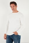 Pamuklu Slim Fit Bisiklet Yaka Basic Erkek Sweat 59050741 EKRU