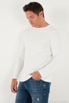 Pamuklu Slim Fit Bisiklet Yaka Basic Erkek Sweat 59050741 EKRU