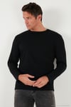 Pamuklu Slim Fit Bisiklet Yaka Basic Erkek Sweat 59050741 SİYAH