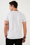Pamuklu Slim Fit Bisiklet Yaka Baskılı 3'lü Paket Erkek T Shirt 541S31 Beyaz-Parlıament-Koyu Antrasit