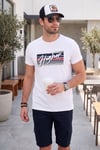 Pamuklu Slim Fit Bisiklet Yaka Baskılı Erkek T Shirt 541HIGHER BEYAZ