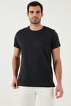 Pamuklu Slim Fit Bisiklet Yaka Baskılı 3'lü Paket Erkek T Shirt 541S31 Beyaz-Parlıament-Koyu Antrasit