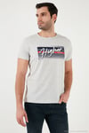 Pamuklu Slim Fit Bisiklet Yaka Baskılı Erkek T Shirt 541HIGHER AÇIK MELANJ