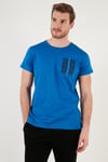 Pamuklu Slim Fit Bisiklet Yaka Baskılı 3'lü Paket Erkek T Shirt 541S31 Beyaz-Parlıament-Koyu Antrasit