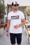 Pamuklu Slim Fit Bisiklet Yaka Baskılı Erkek T Shirt 541HIGHER BEYAZ