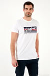 Pamuklu Slim Fit Bisiklet Yaka Baskılı Erkek T Shirt 541HIGHER BEYAZ