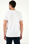 Pamuklu Slim Fit Bisiklet Yaka Baskılı Erkek T Shirt 541HIGHER BEYAZ