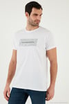 Pamuklu Slim Fit Bisiklet Yaka Baskılı Erkek T Shirt 541TOLIVE BEYAZ