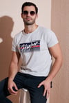 Pamuklu Slim Fit Bisiklet Yaka Baskılı Erkek T Shirt 541HIGHER AÇIK MELANJ