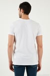 Pamuklu Slim Fit Bisiklet Yaka Baskılı Erkek T Shirt 541TOLIVE BEYAZ