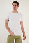 Pamuklu Slim Fit Bisiklet Yaka Baskılı 3'lü Paket Erkek T Shirt 541S31 Lacivert-Beyaz-Beyaz