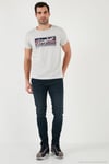 Pamuklu Slim Fit Bisiklet Yaka Baskılı Erkek T Shirt 541HIGHER AÇIK MELANJ
