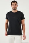 Pamuklu Slim Fit Bisiklet Yaka Baskılı 3'lü Paket Erkek T Shirt 541S31 Beyaz-Parlıament-Koyu Antrasit