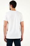 Pamuklu Slim Fit Bisiklet Yaka Baskılı Erkek T Shirt 541HIGHER BEYAZ