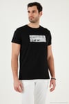 Pamuklu Slim Fit Bisiklet Yaka Baskılı Erkek T Shirt 541TOLIVE SİYAH