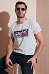 Pamuklu Slim Fit Bisiklet Yaka Baskılı Erkek T Shirt 541HIGHER AÇIK MELANJ