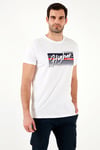 Pamuklu Slim Fit Bisiklet Yaka Baskılı Erkek T Shirt 541HIGHER BEYAZ
