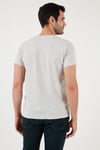Pamuklu Slim Fit Bisiklet Yaka Baskılı Erkek T Shirt 541HIGHER AÇIK MELANJ