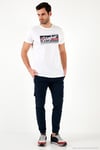 Pamuklu Slim Fit Bisiklet Yaka Baskılı Erkek T Shirt 541HIGHER BEYAZ