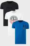 Pamuklu Slim Fit Bisiklet Yaka Baskılı 3'lü Paket Erkek T Shirt 541S31 Beyaz-Parlıament-Koyu Antrasit